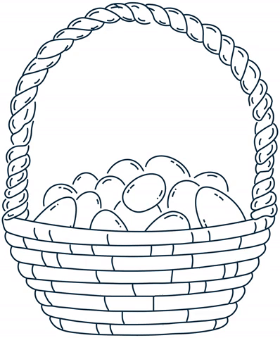 Line drawing of eggs in basket
